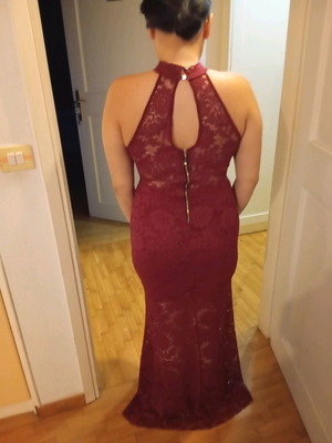 Formal lace dress new, burgundy, size M