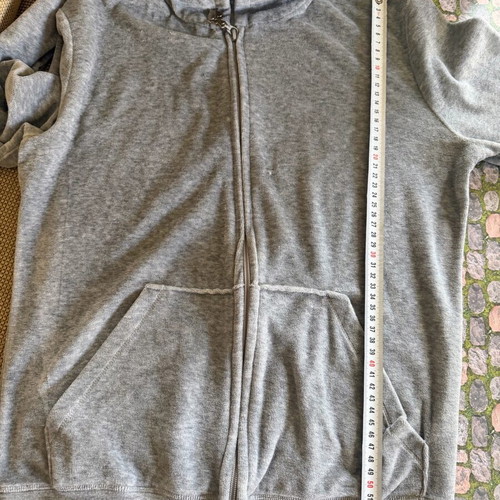 Sugarfree gray velvet hoodie cardigan used, size M