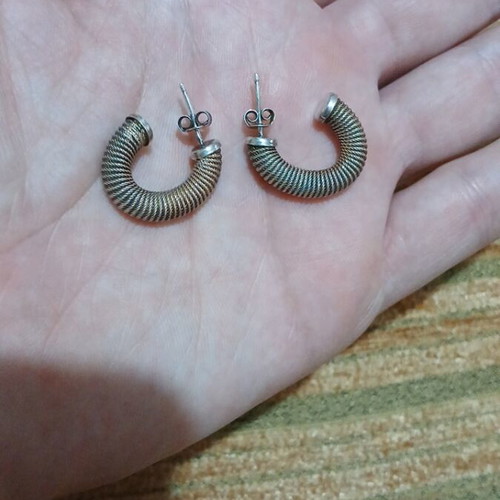 Vintage Silver 925 Italy earrings used, silver color