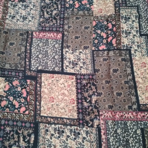 Pareo with geometric patchwork and floral details, like new