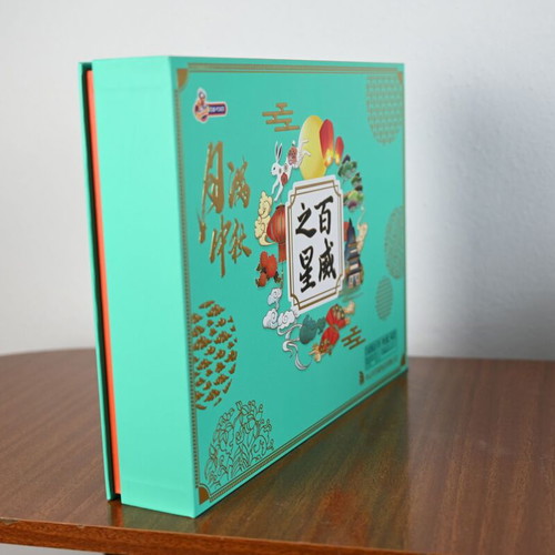 Chinese Decorative Gift Box Mid-Autumn Festival used, turquoise-gold
