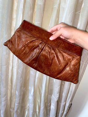 Lauren Merkin Vintage Leather Clutch Bag like new, cognac