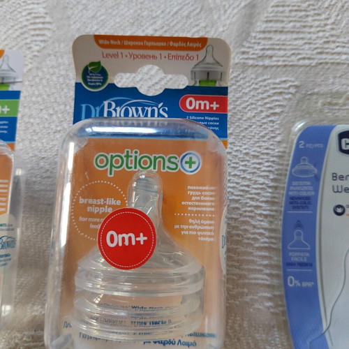 Dr. Brown's Options+ Wide-Neck Nipples and Chicco Sterilizing Tongs New
