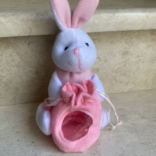 Plush Bunny with Pink Gift Pouch 20cm, like new