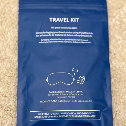 New Delta Travel Kit with Earplugs and Sleep Mask