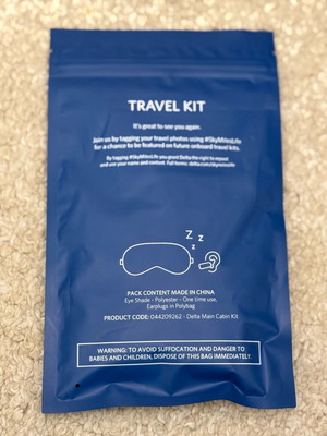 New Delta Travel Kit with Earplugs and Sleep Mask