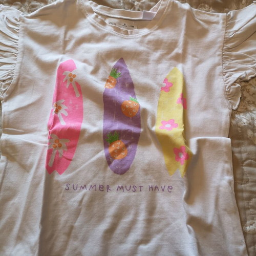 Zara girls' t-shirt size 116 cm used, white