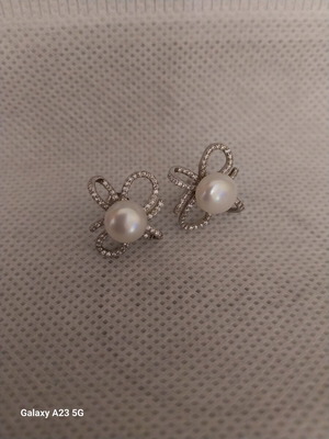 925S silver earrings with pearl and zirconia