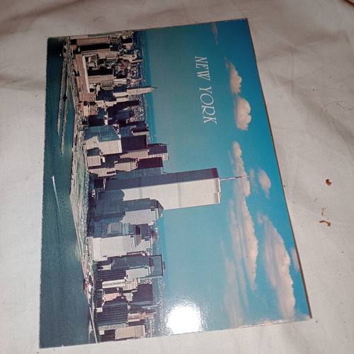 Postcard from New York with Manhattan Twin Towers new