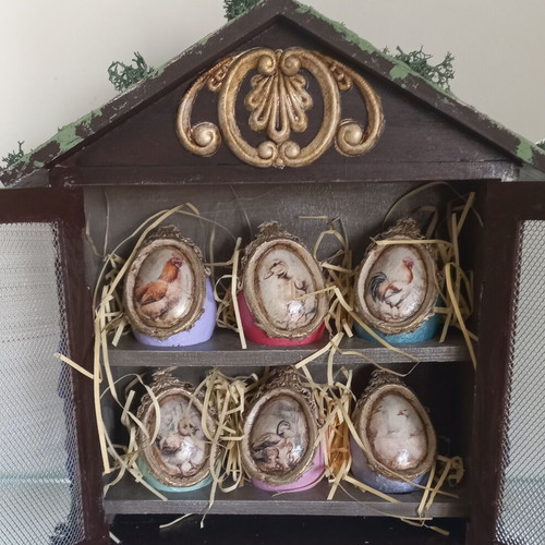 Decorative chicken coop new, handmade wood with eggs