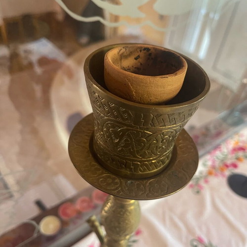 Engraved brass hookah, 50 cm, 100 years old from Constantinople
