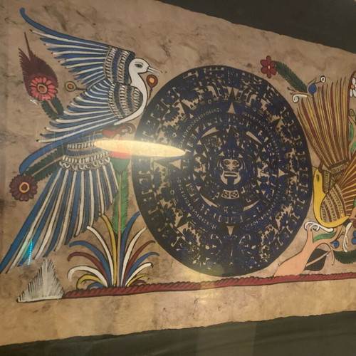 Piedra del Sol Aztec Sun Stone papyrus replica like new