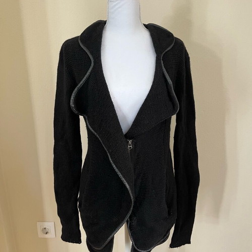 Zadig & Voltaire wool cardigan used, black, leather details