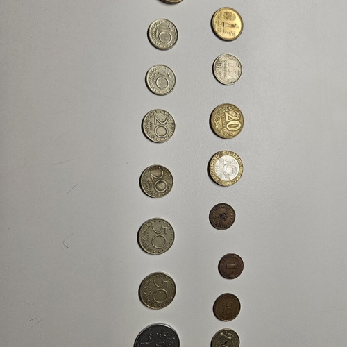 Coins used, set of 17 from various countries