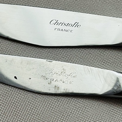 Christofle France collectible set of 3 knives used, Olympic Airways Onassis era