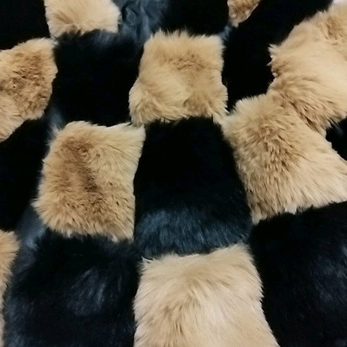 Eco fur jacket Small, new, black and beige checkered
