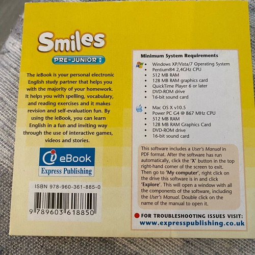 IeBook CD-DVD Smiles Pre-Junior like new, digital learning method