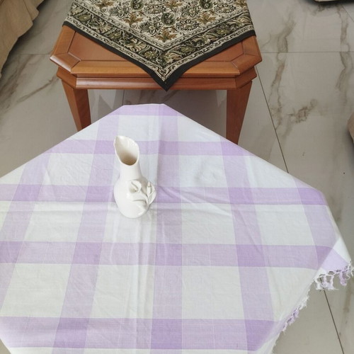 Vintage tablecloth set 2 pieces boho floral and lilac gingham with gift
