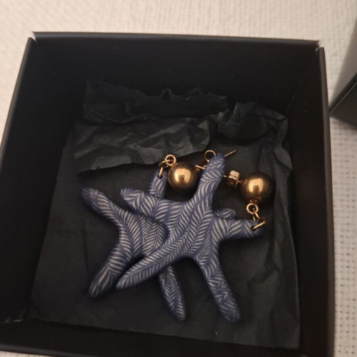 Tortora Studio blue starfish earrings, handmade