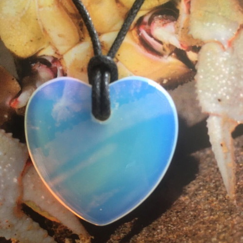 Opalite Heart Necklace new with waxed cord