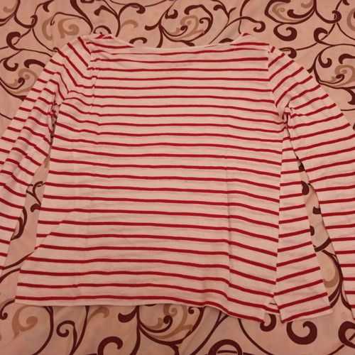 Stradivarius long-sleeve t-shirt, white and red stripes, size M