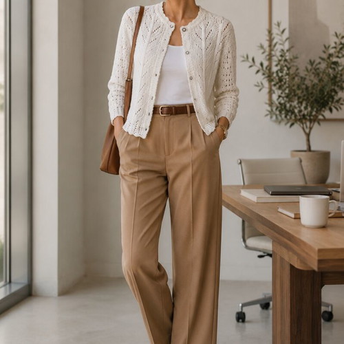 White handmade knitted vintage cardigan like new, size M