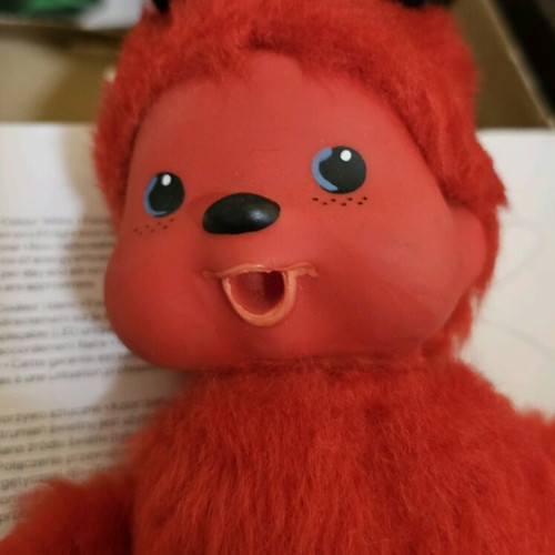 Monchhichi devil doll vintage used, red 02