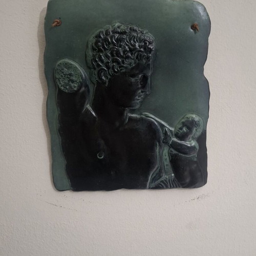 Ceramic relief plaque Hermes of Praxiteles vintage museum replica