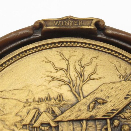 Vintage German wax relief wall art winter village decoration like new