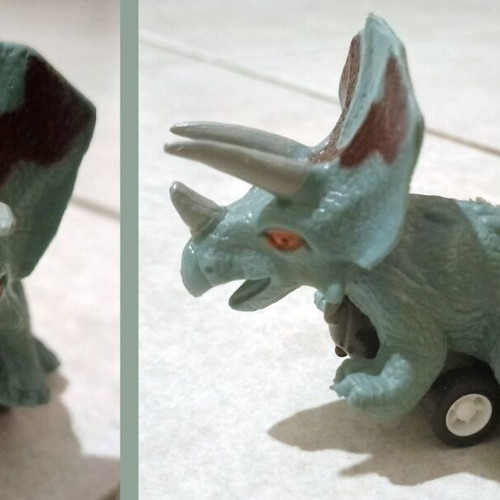 Dinosaur figure collection, pack of 18, including 2 with wheels