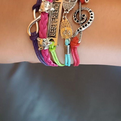 Best Friends bracelet new with multiple layers of leatherette and colorful cords