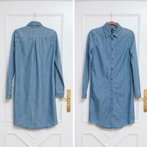 United Colors of Benetton Denim Shirt Dress XS like new, blue
