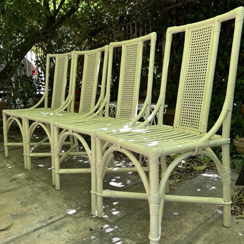 Vintage Faux Bamboo Chairs set of 4, solid wood and lacquer
