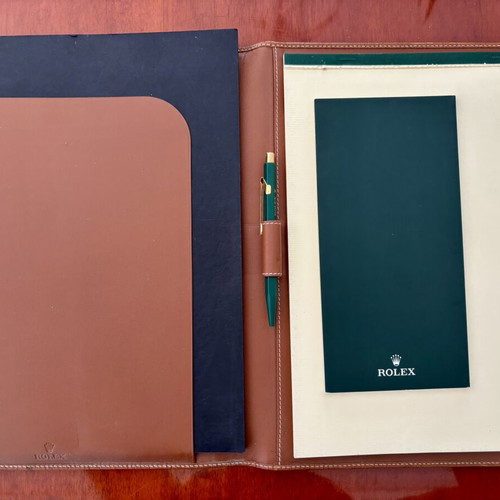 Vintage Rolex Leather Portfolio travel notes with Rolex pen like new