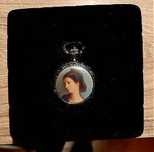 Ρολόι τσέπης με επισμαλτωμενο γυναικείο πορτραίτο