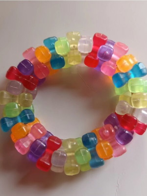 Hair Elastic with Multicolored Beads New