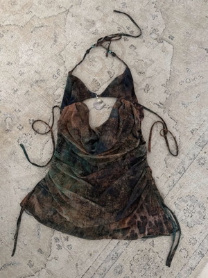 Outcast Arabi Thalassa mini dress size Small, brown and green