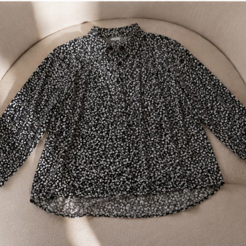 Floral Viscose Shirt L like new, black and white