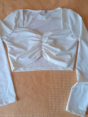 White long-sleeve top new, size large, elastic fabric
