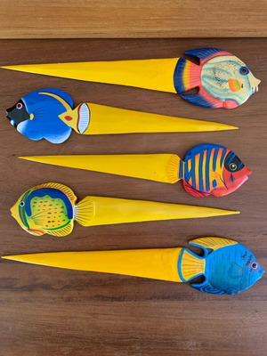 Wooden handmade letter openers new, tropical fish design