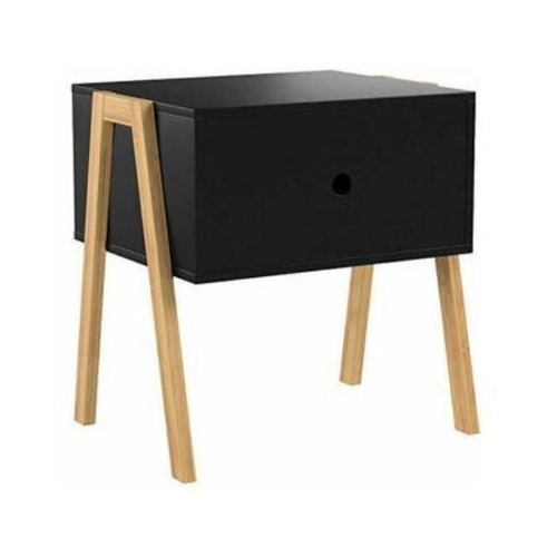 Wooden nightstands with drawer, Scandinavian style, black