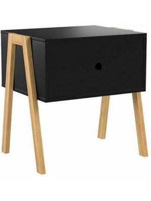 Wooden nightstands with drawer, Scandinavian style, black