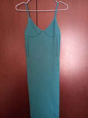 Midi elastic dress with perforated details, new, turquoise Zara
