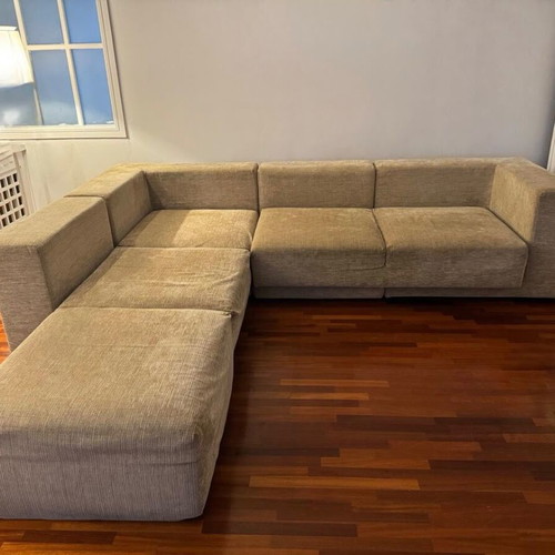 Corner sofa bridge design used, modular with removable parts