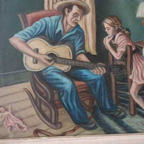Oil painting used old music lesson 42x32