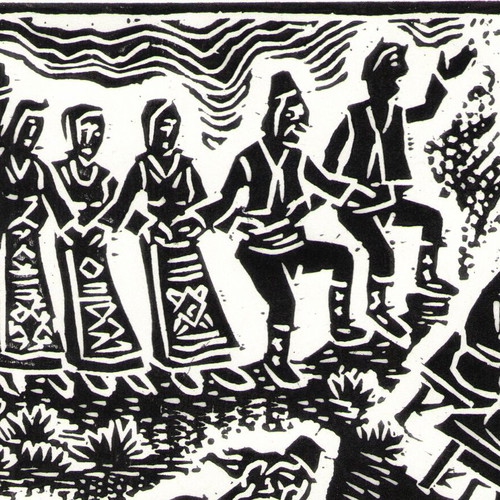 Handmade linocut Trifon Zarezan new, A4 size