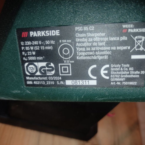 Parkside Chain Sharpener like new with wooden base