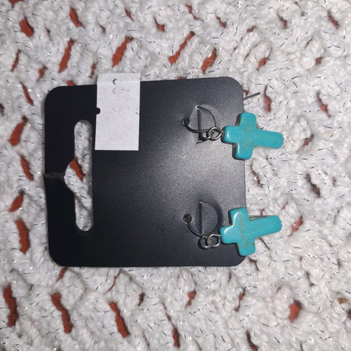 Earrings cross-shaped made of new haolite