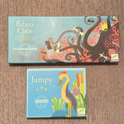 Djeco board games Chess and Jumpy like new