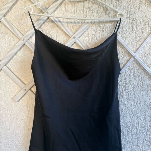 Black satin-type top with straps like new